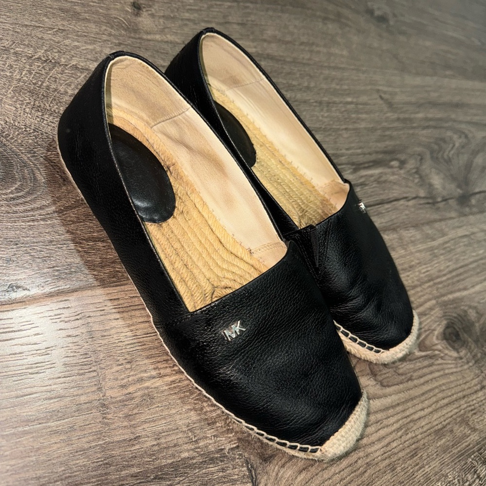 Michael Kors Black Leather Espadrilles